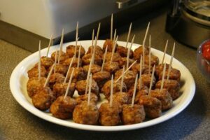 Plated easy meatballs