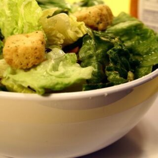 Caesar Salad with Garlic Croutons