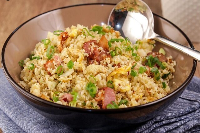breakfast rice recipe, breakfast rice with bacon