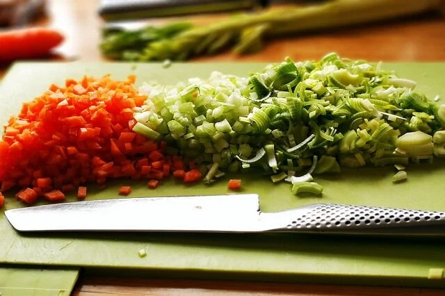 Chop cooking definition, how to chop vegetables.