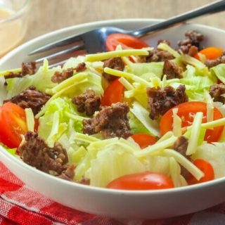 Cheeseburger Salad with cheeseburger salad dressing