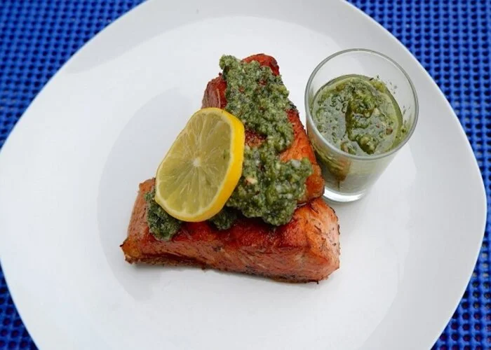 Plated Salmon Pesto