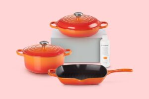 three-piece fry pan set from Le Creuset