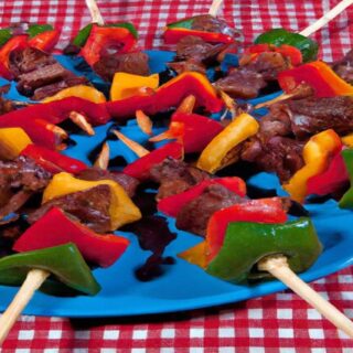 plate of venison kebabs