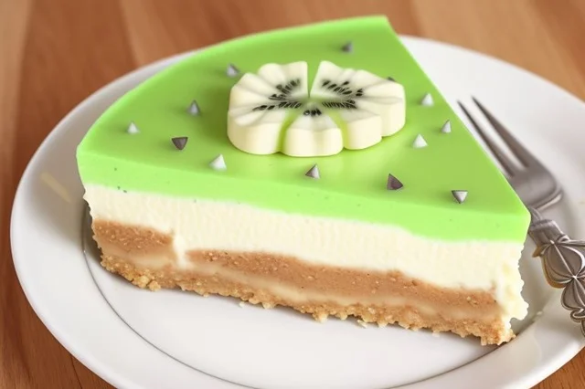 Plated Kiwifruit No-Bake Cheesecake