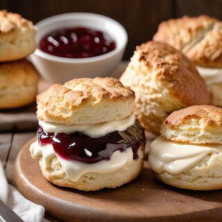 Plated 3-Ingredient scones with cream
