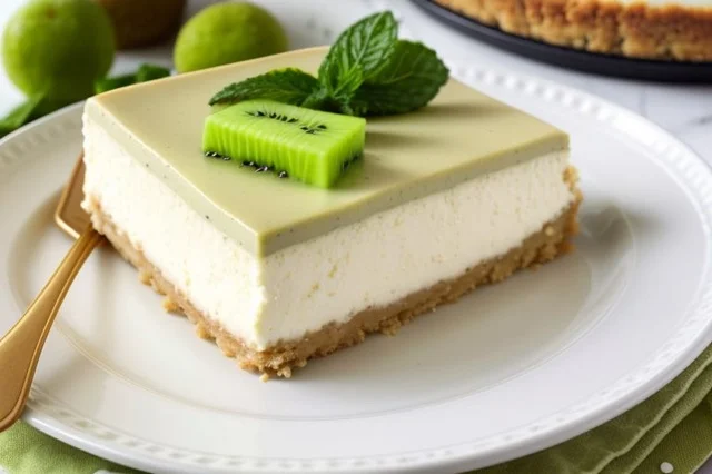 Slice of New Zealand Kiw cheesecake