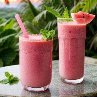 Tropical Watermelon Smoothies in tall glasses