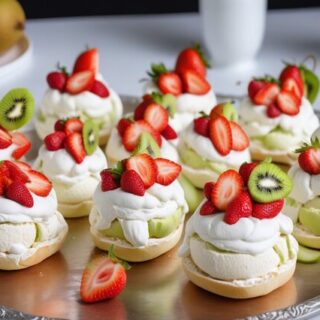 Mini pavlovas on a serving tray