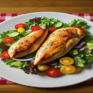 broiled chicken over summer salad
