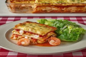 plated seafood lasagne