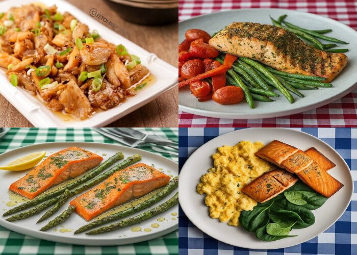 Stir fryed salmon, grilled salmon. baked salmon and fried salmon