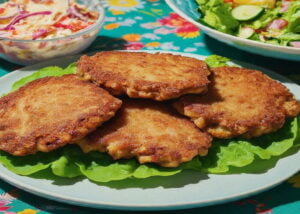 plated golden corned beef fritters